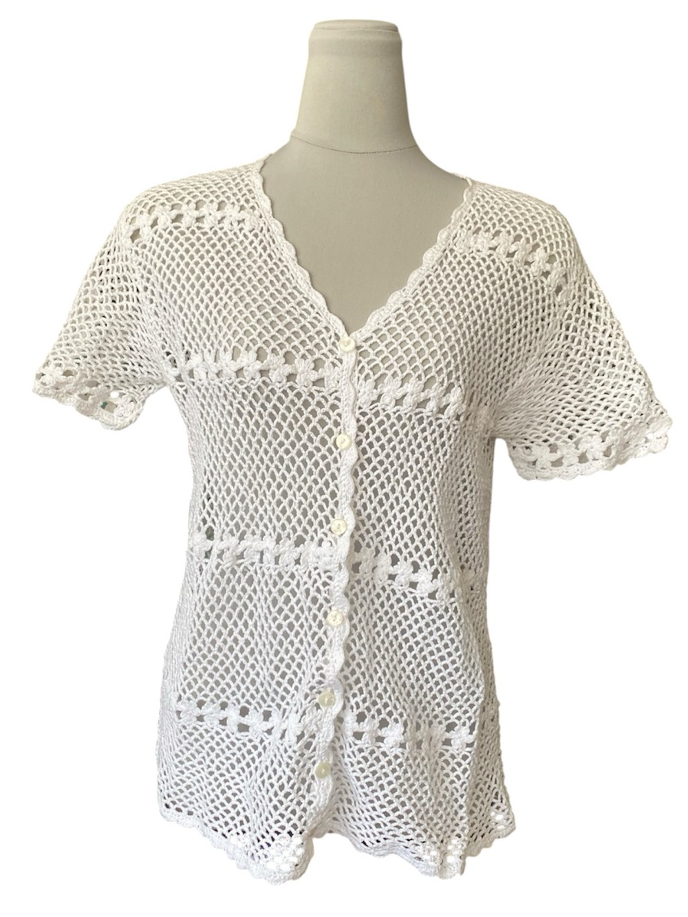 Vintage Crochet Cotton Button Down